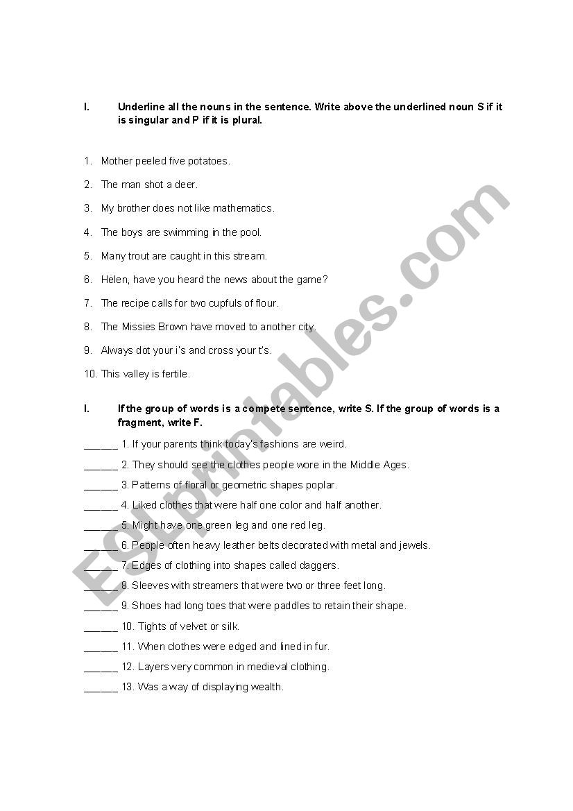 English 8th grade Language worksheet