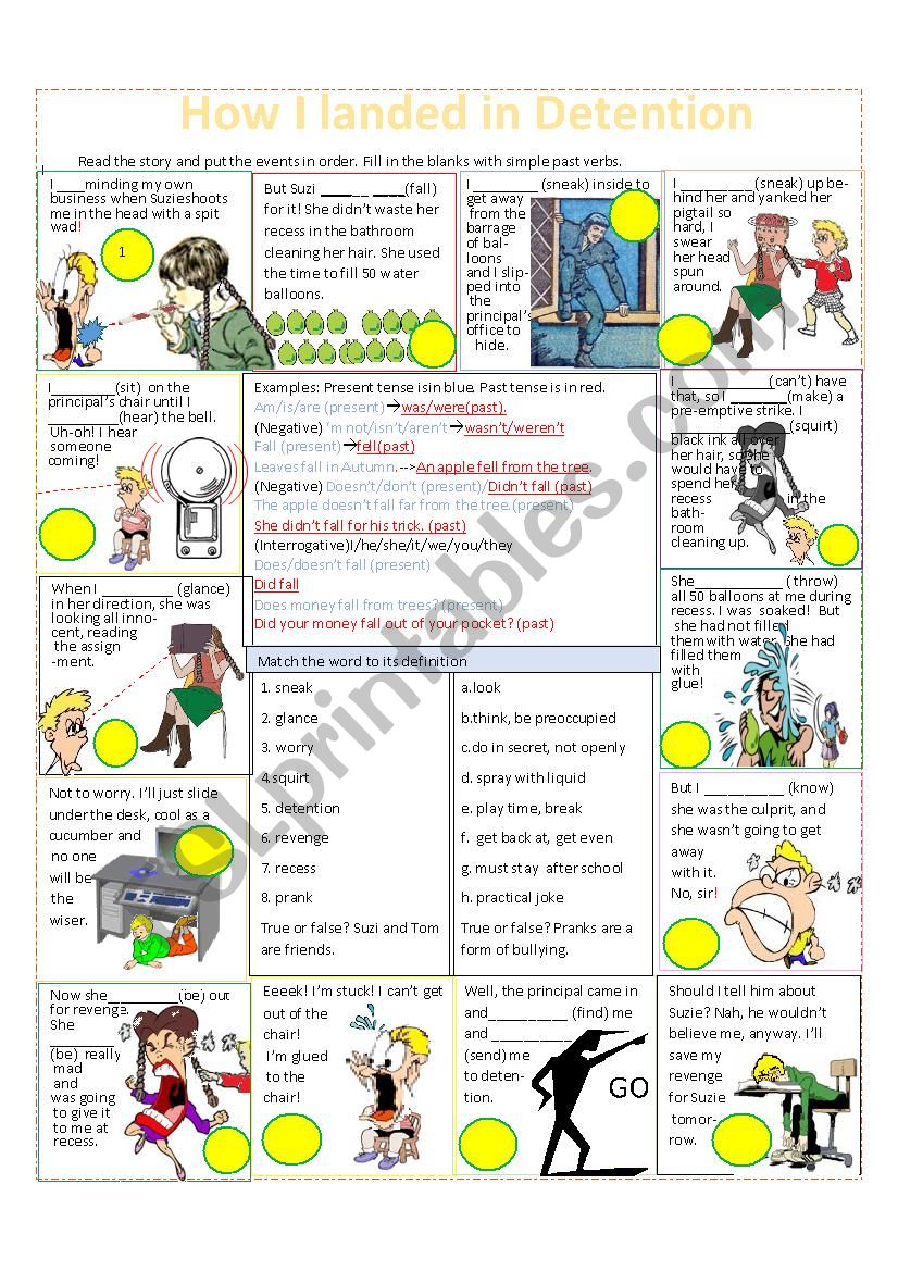 How I Landed In Detention Past Simple Practice ESL Worksheet By 