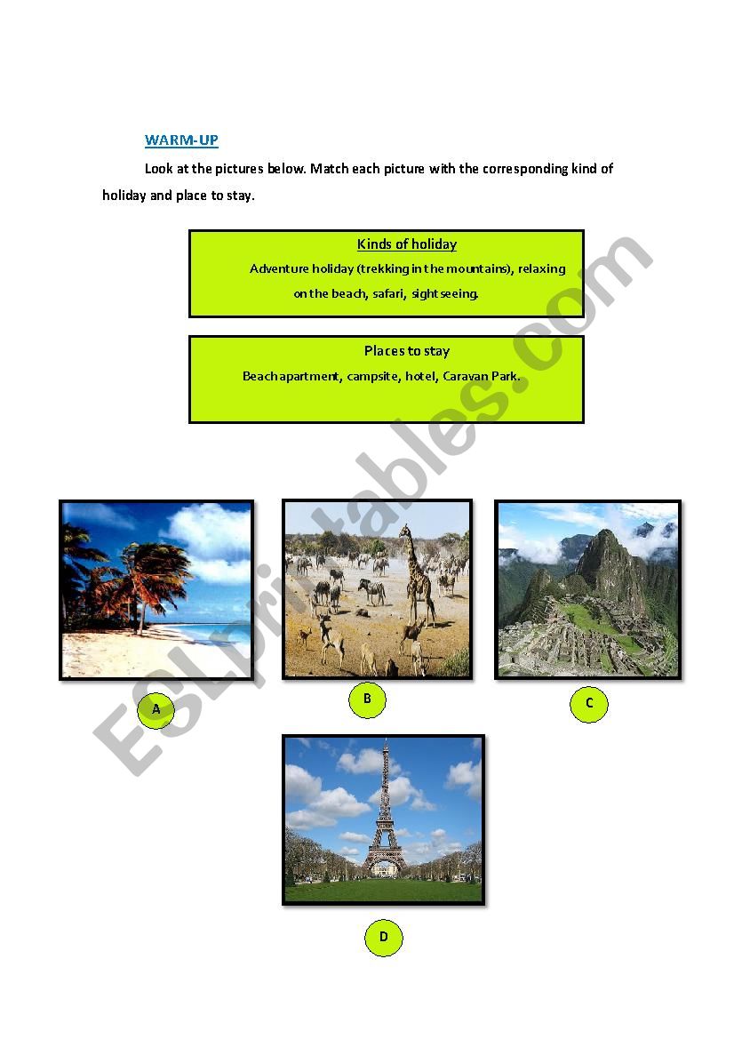 Travelling and Turism worksheet