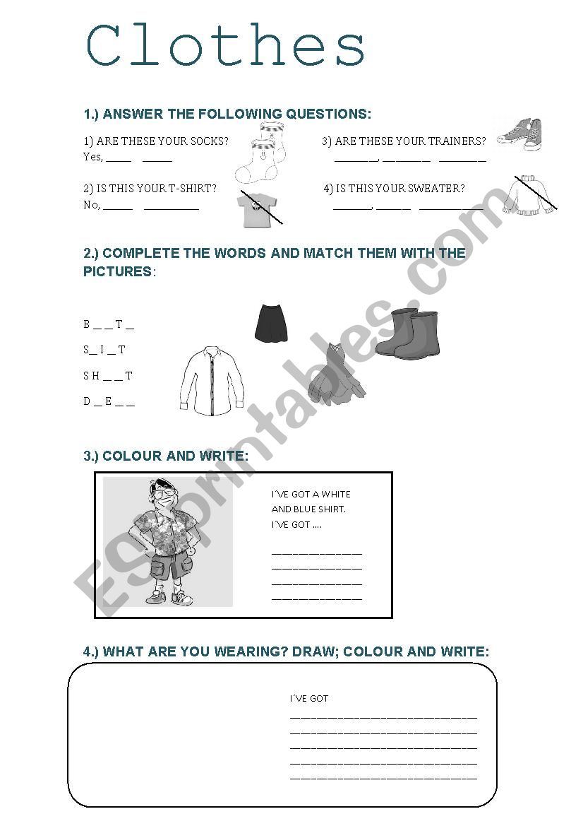 Clothes worksheet