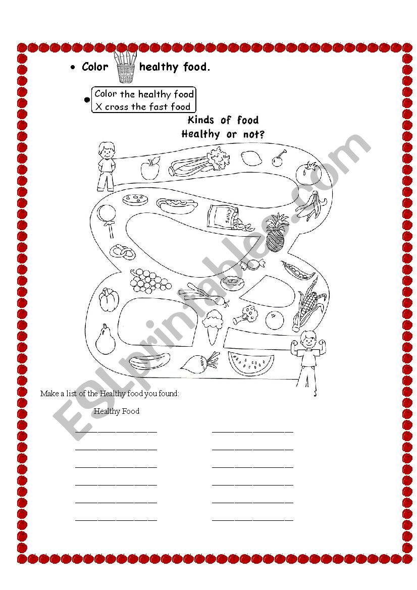 Healthy and Junk Food worksheet