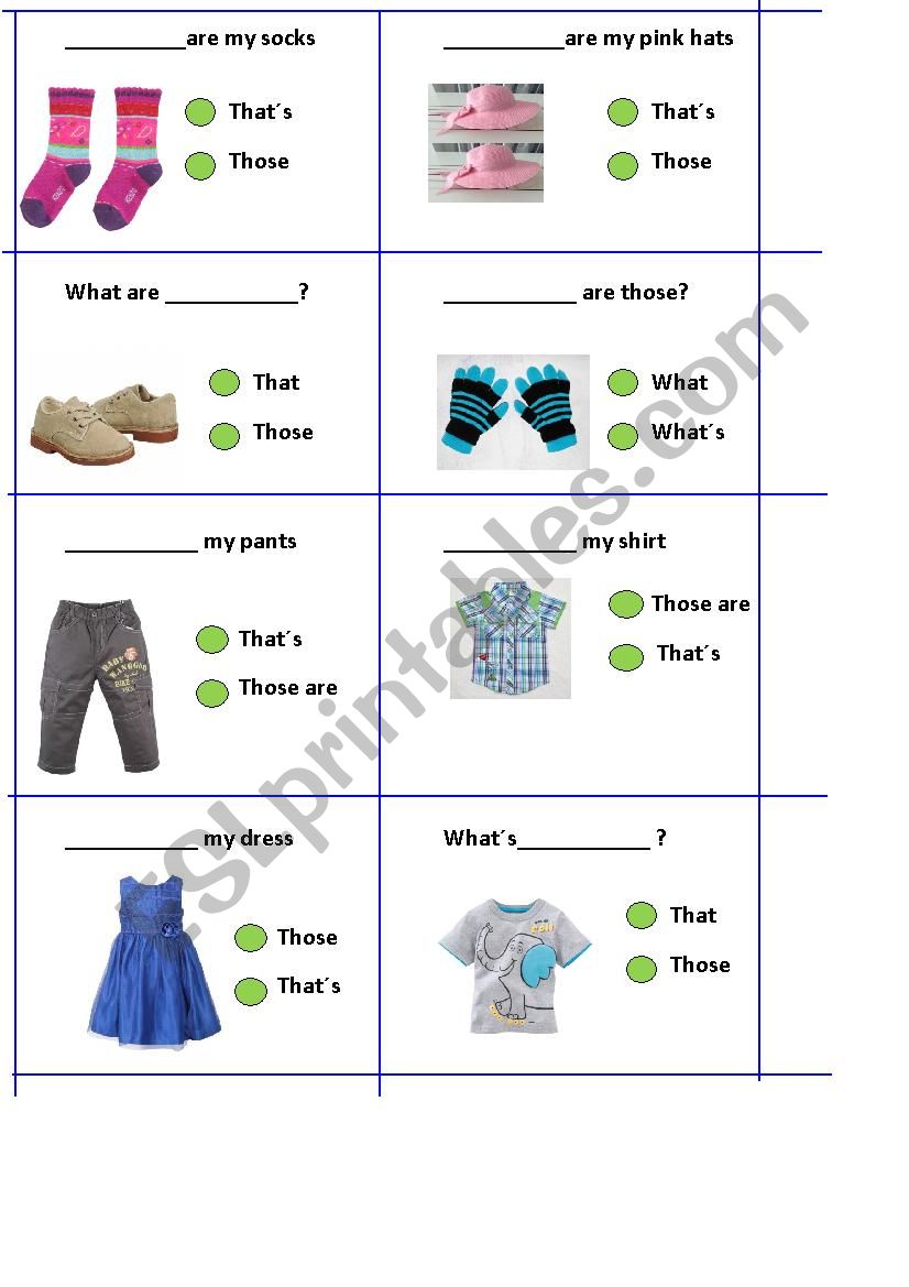 What Are Those That Clothes ESL Worksheet By Sealeny77