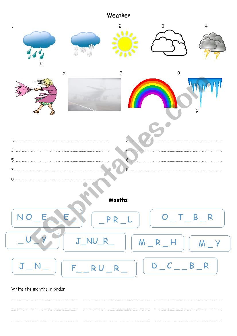 Weather and Seasons worksheet