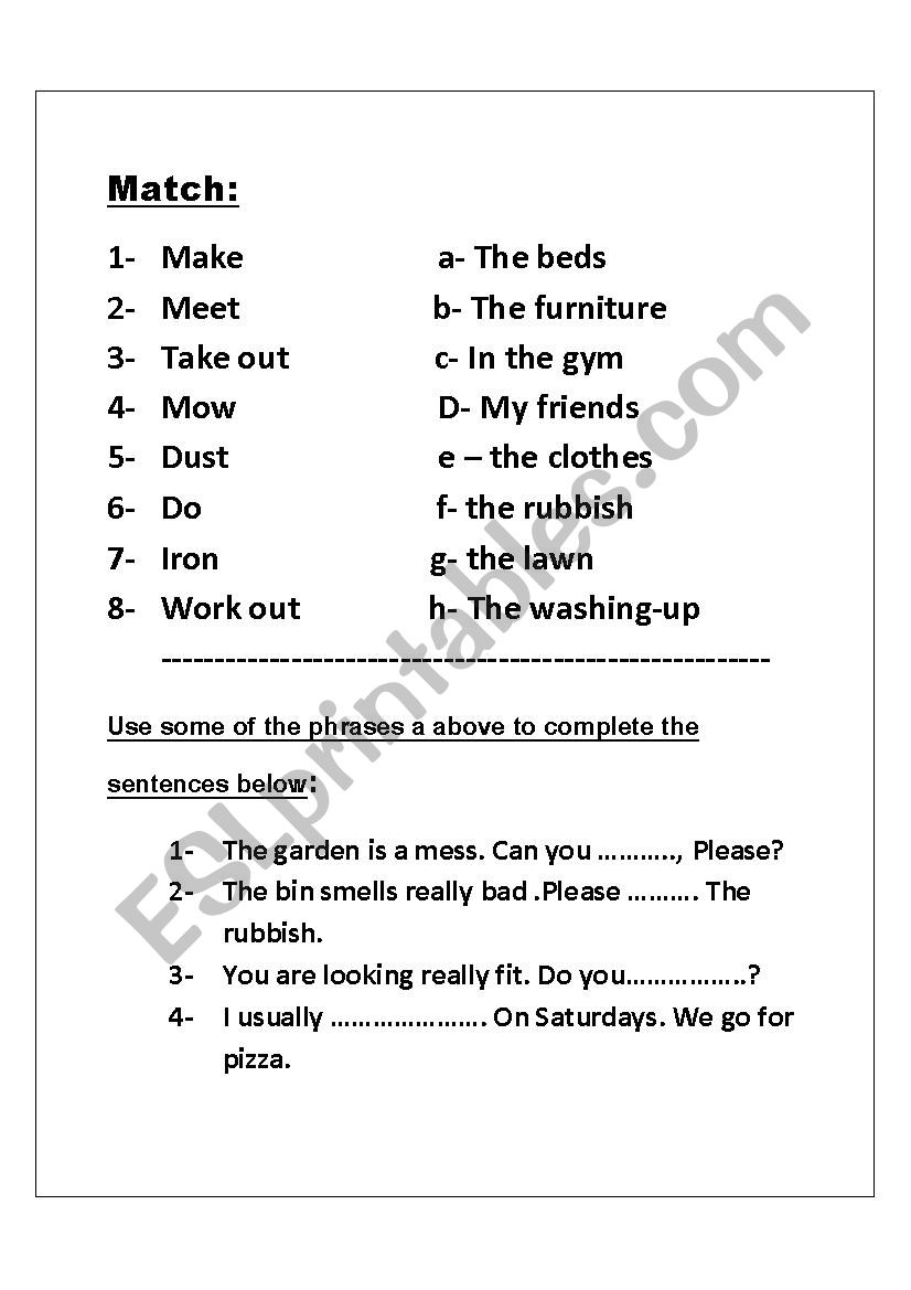 Vocabulary worksheet