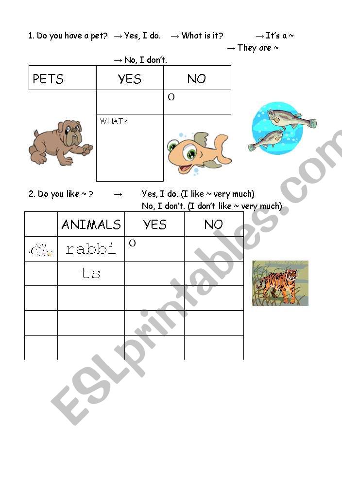 Do you have / Do you like  worksheet