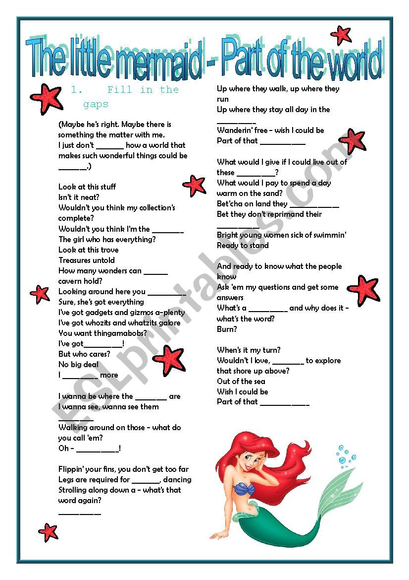 The Little Mermaid Part Of The World Esl Worksheet By Adg123