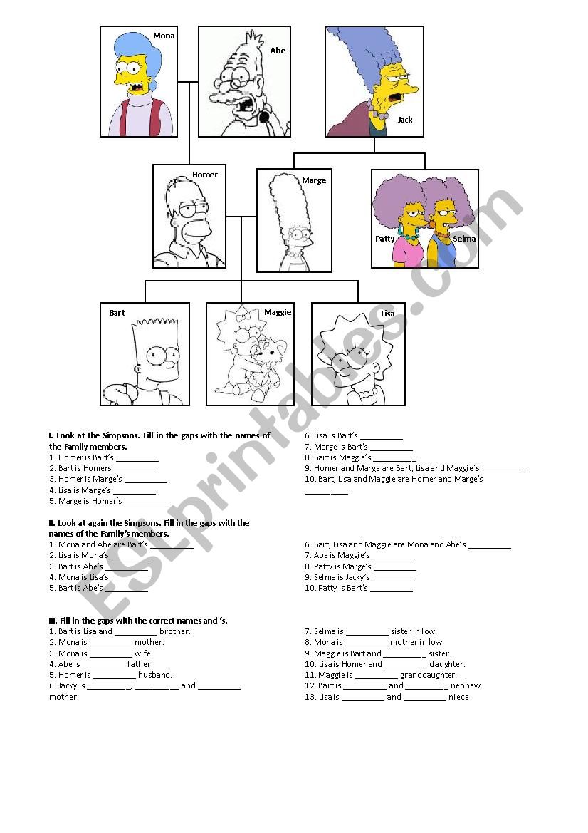 THE FAMILY worksheet