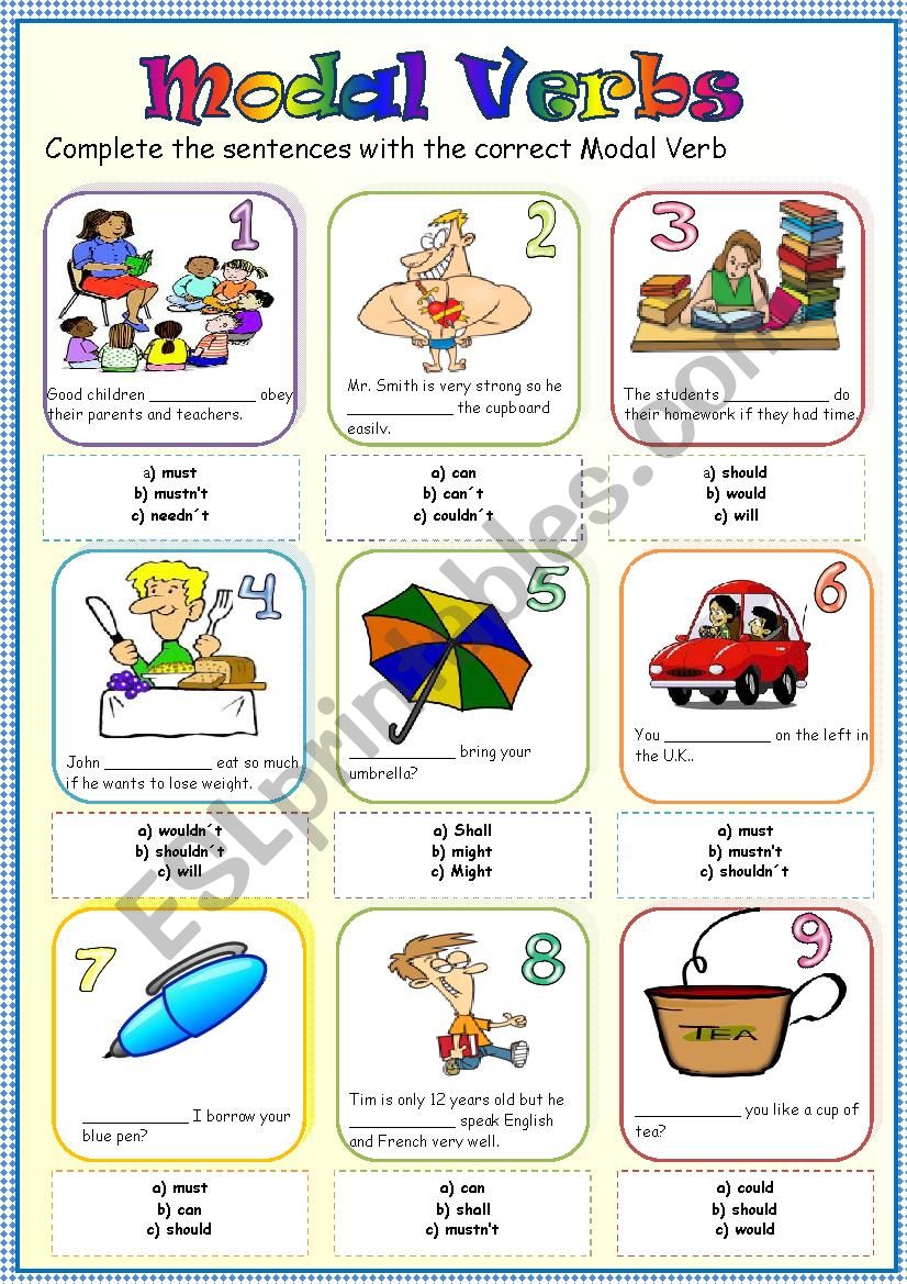 Modal Verbs Worksheet worksheet