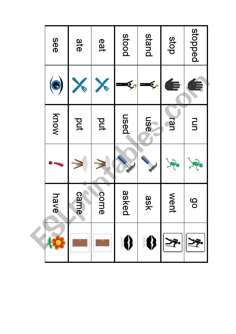 Memory Past Tense irregular verbs