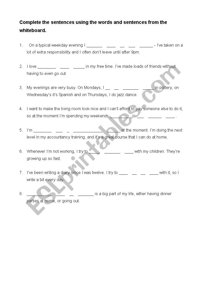 Vocab Worksheet 1 worksheet