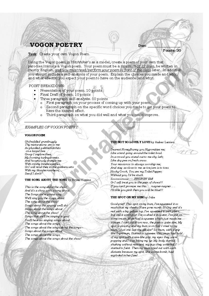 Vogon Poem Assignment worksheet