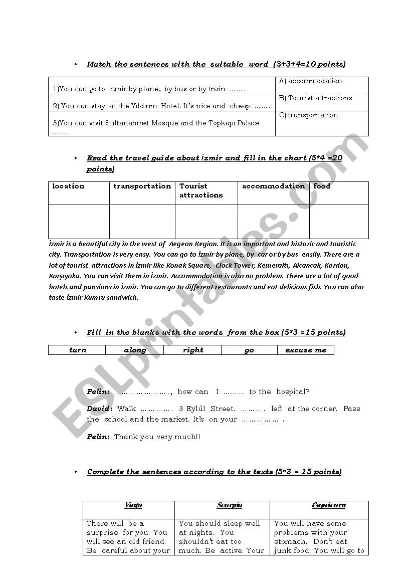 mixed activities worksheet