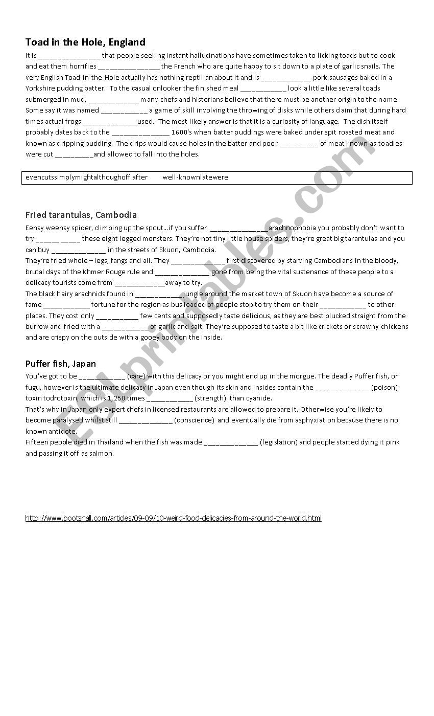 Strange food worksheet