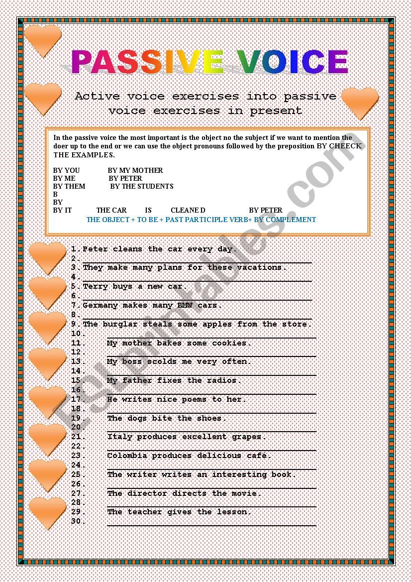 PASSIVE VOICE IN PRESENT - ESL worksheet by lelany