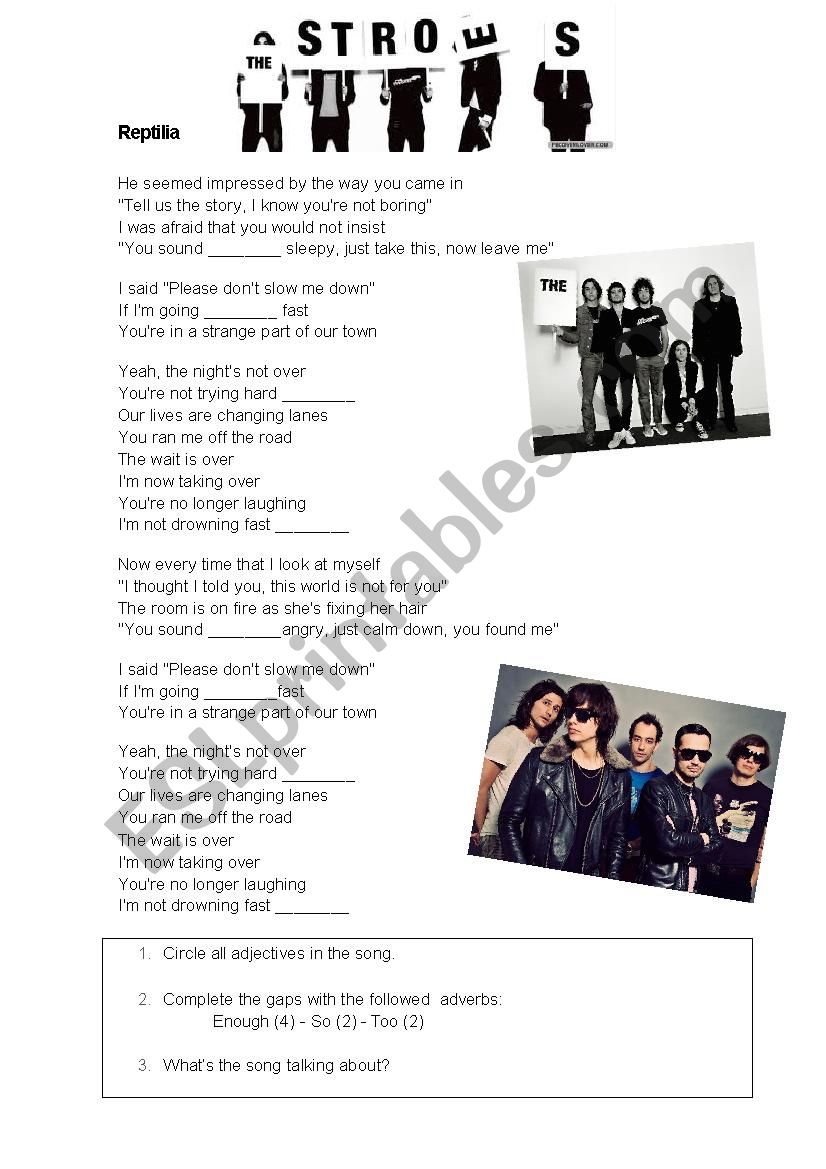 The Strokes - Reptilia worksheet