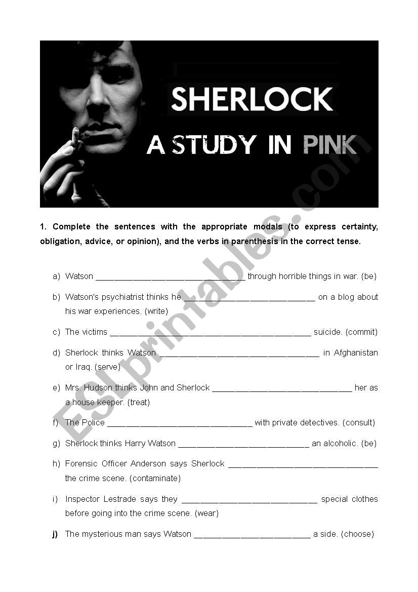 Sherlock: A Study in Pink worksheet