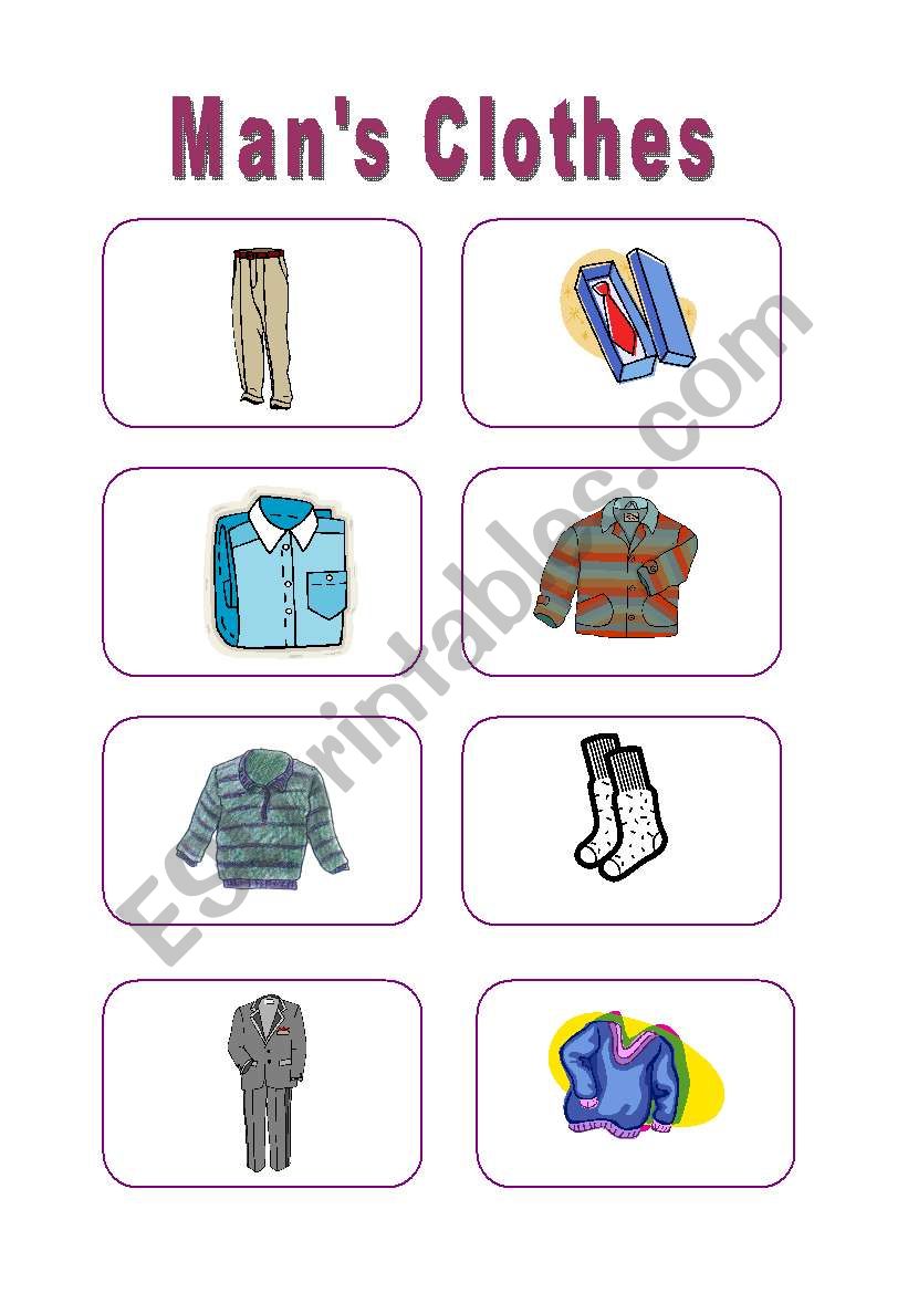 Man´s clothes - ESL worksheet by manuelanunes3
