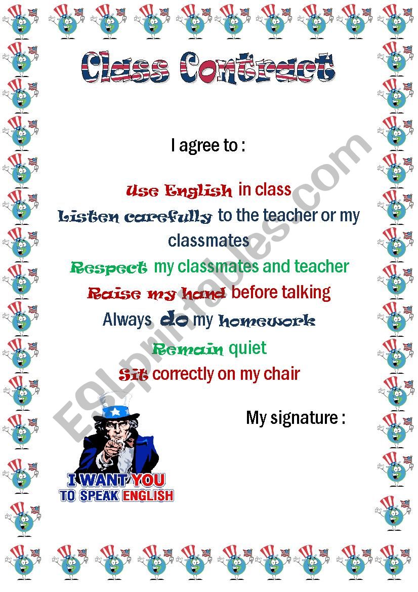 Class contract worksheet