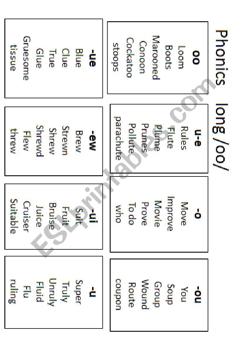 LONG /oo/ worksheet