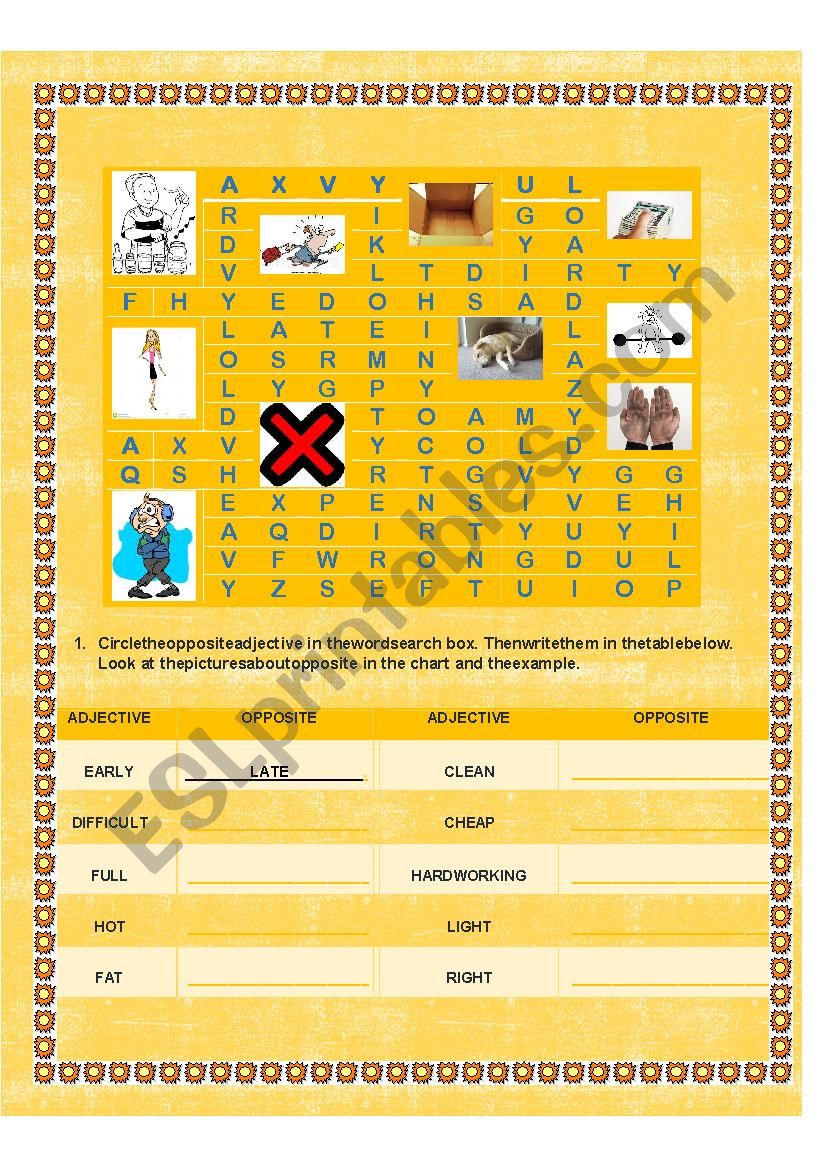 OPPOSITE ADJECTIVES worksheet