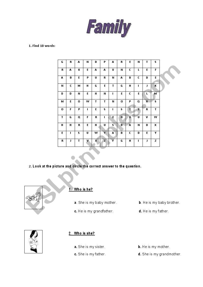 Family worksheet worksheet