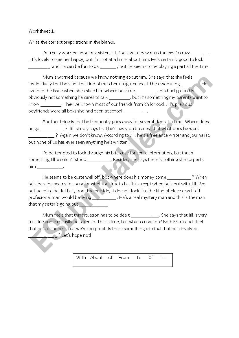 Values worksheet