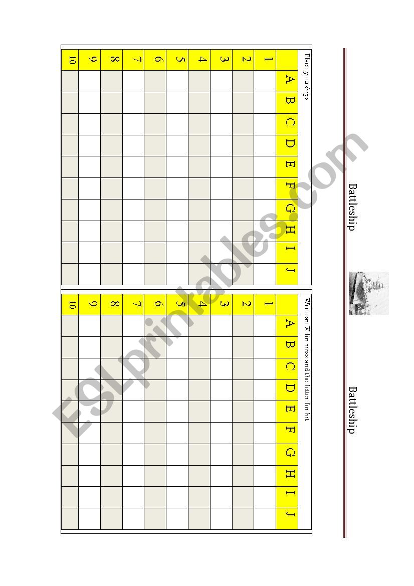 Battleship ESL vocabulary training