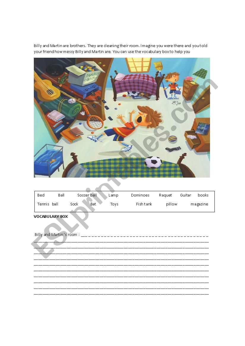 Billy and Martin´s room - ESL worksheet by Amnesia