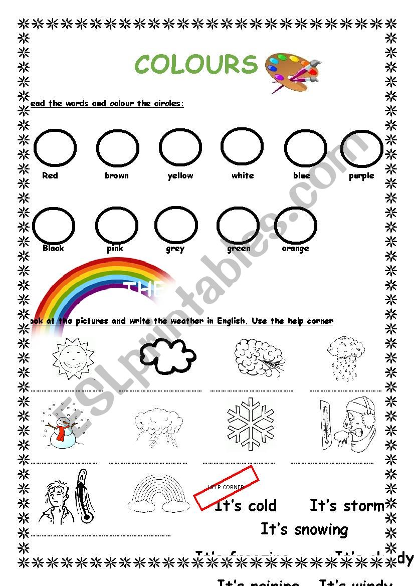 colours and weather worksheet