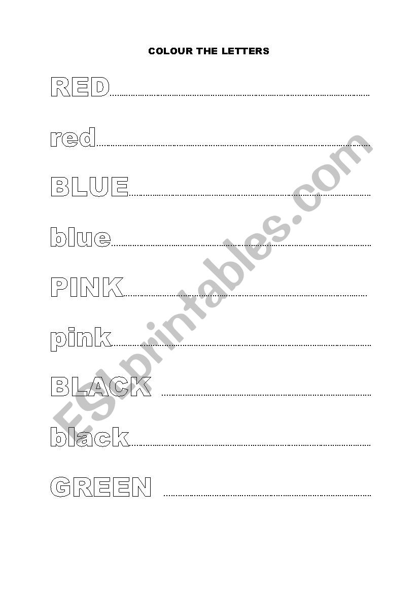 Colour the letters worksheet