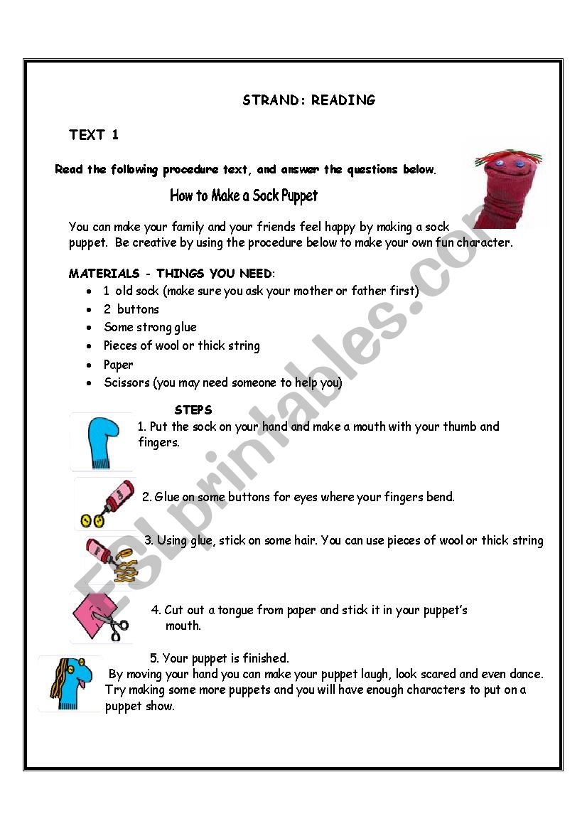 Reading test for Grade 4 - ESL worksheet by amalalmaha