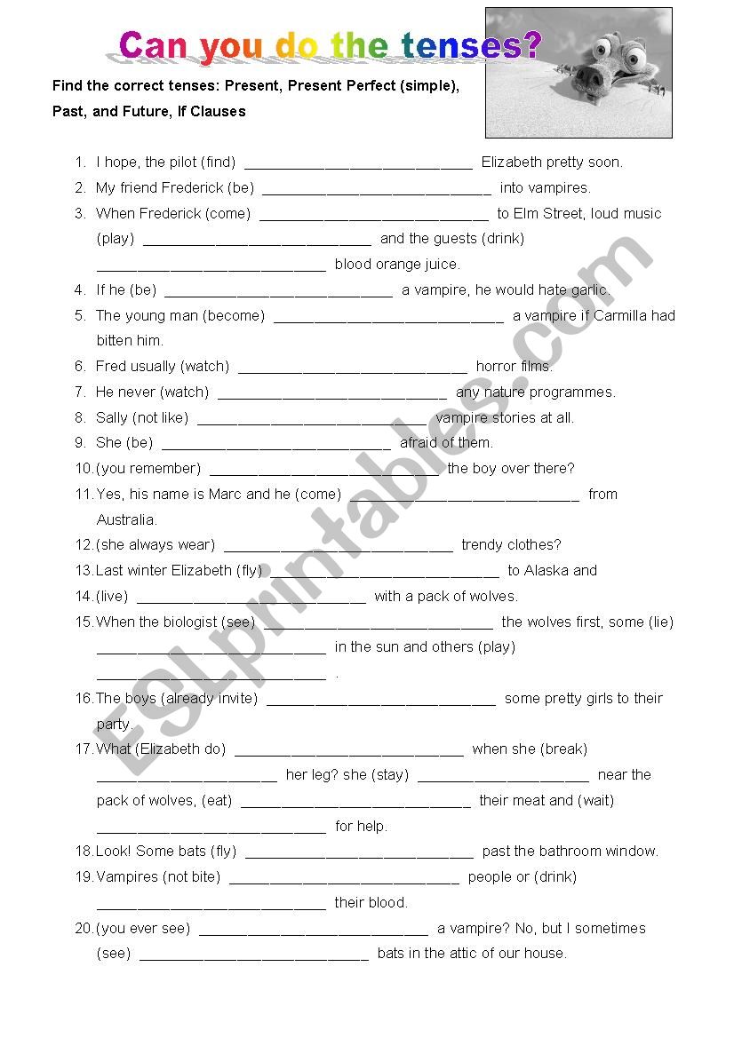 mixed tenses, if clauses worksheet