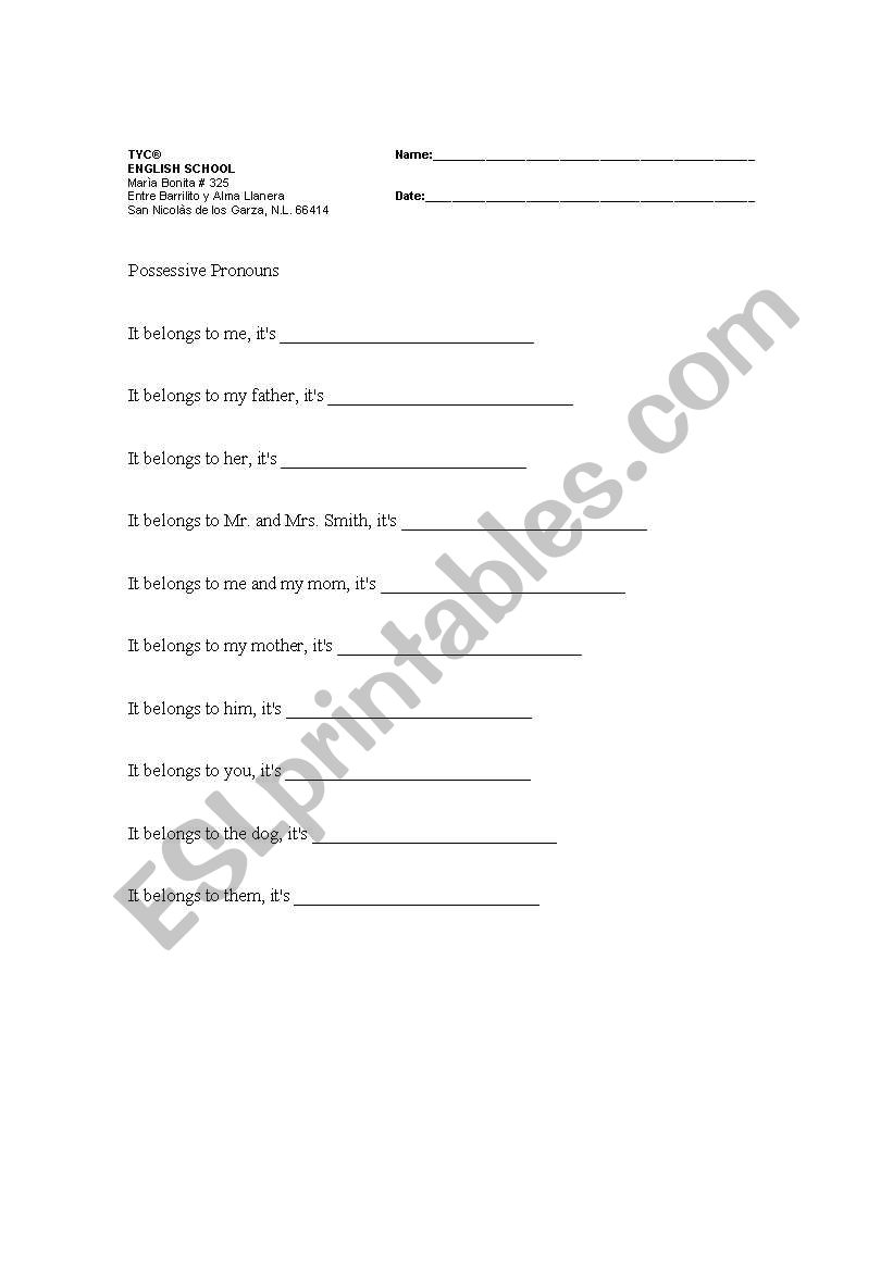 Possessive and demonstrative pronoun