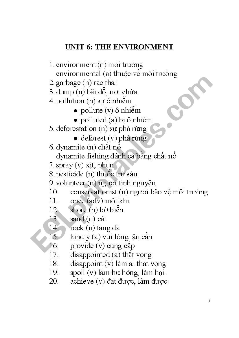 UNIT 6 - ESL worksheet by huyenphuong1702