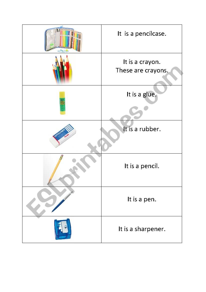 Match cards worksheet