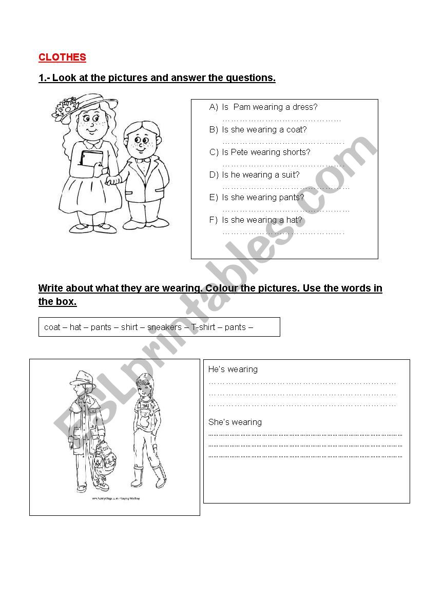 Clothes worksheet