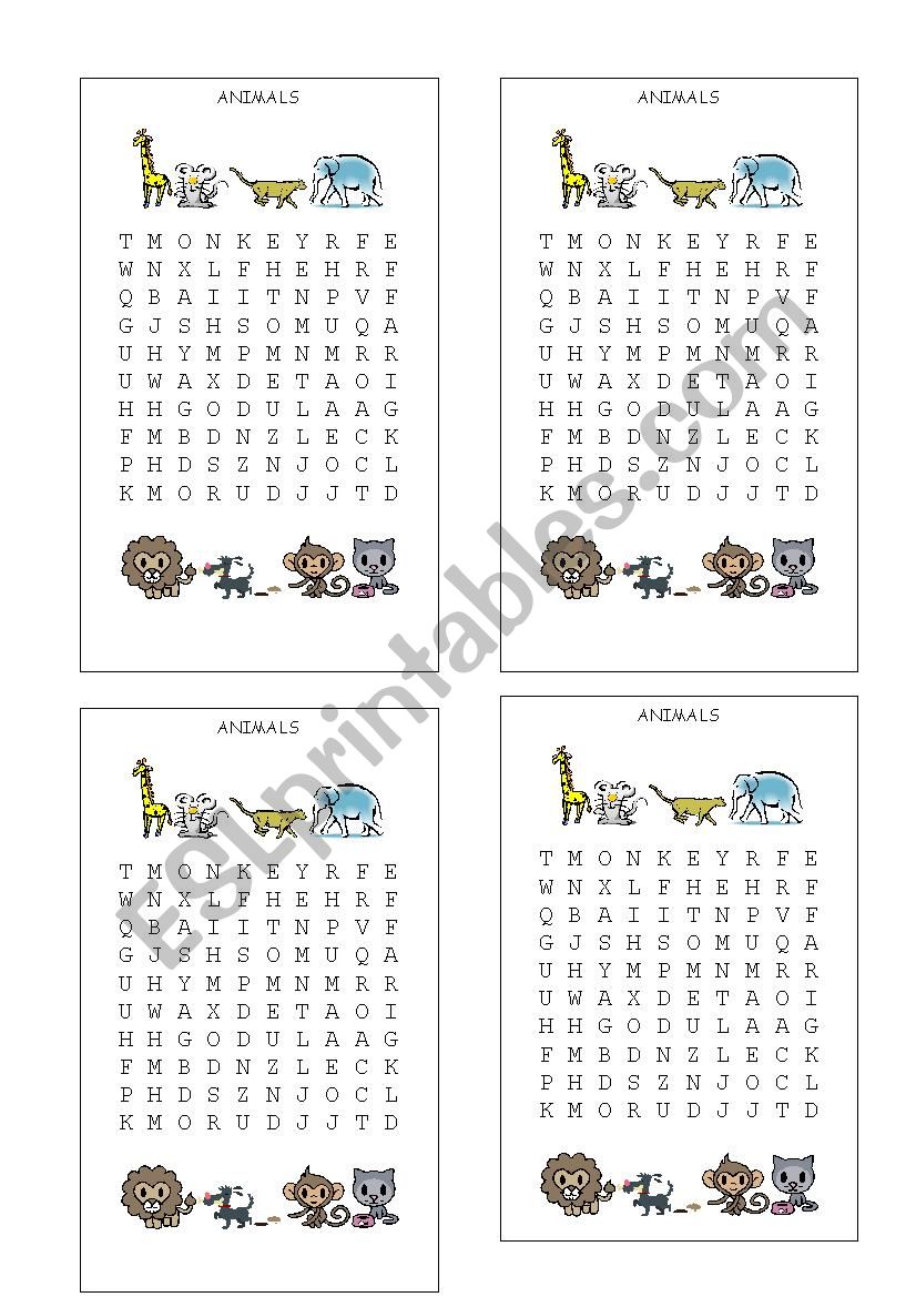 Animals worksheet