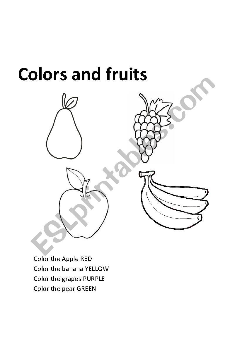 Colors and fruits worksheet