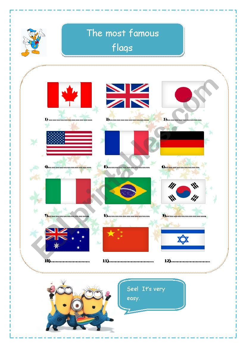 The most famous flags. worksheet