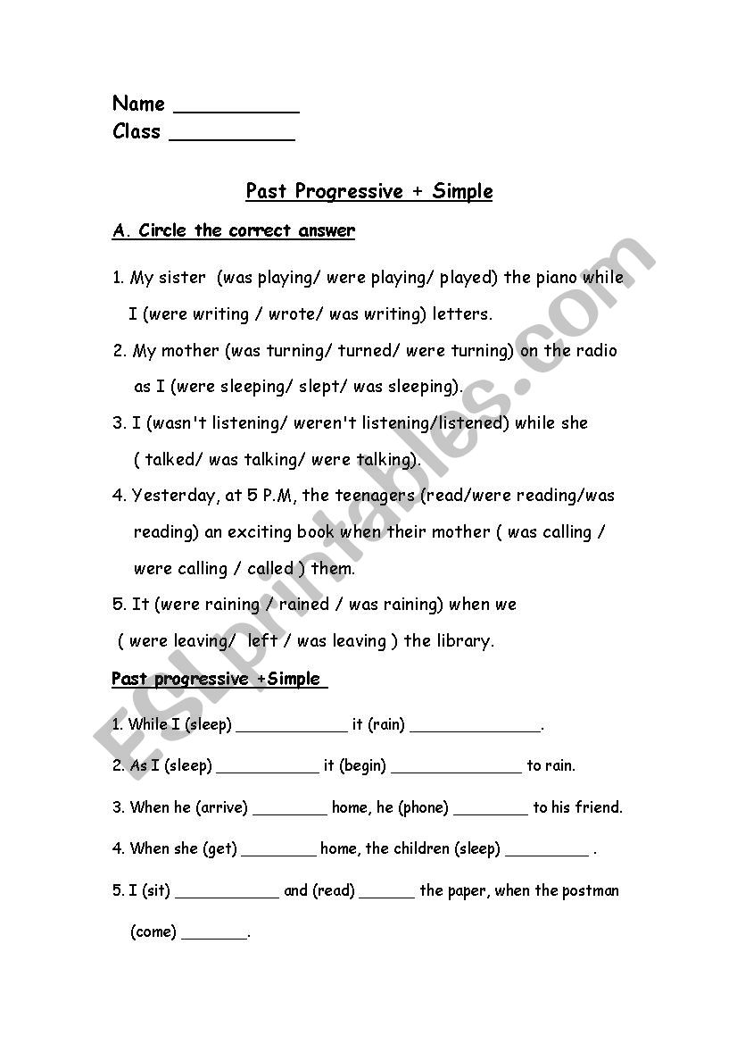 Past Progressive Past Simple ESL Worksheet By Agami