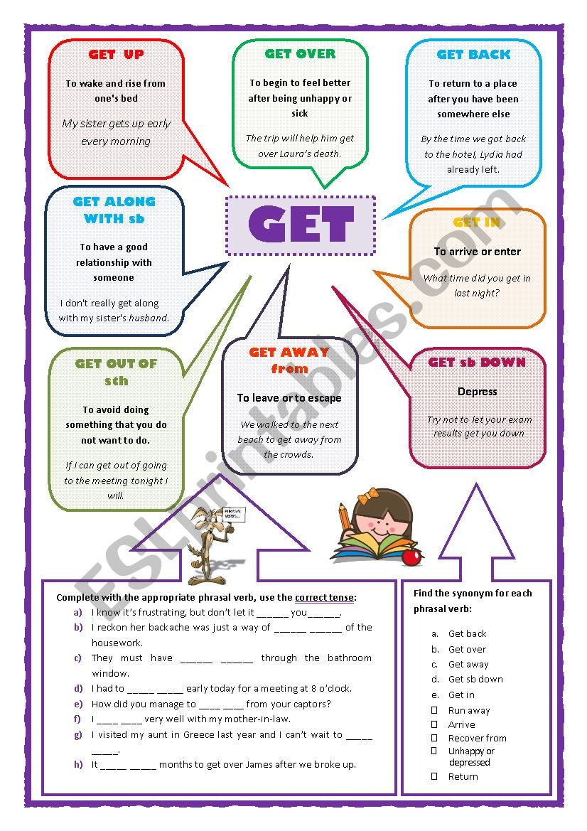 Phrasal Verb Get Esl Worksheet By Colombo D61