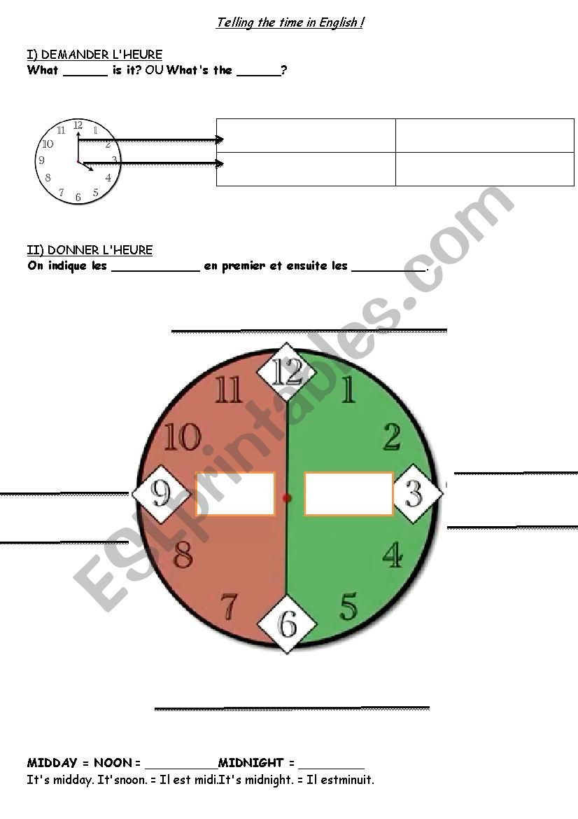 How to tell the time worksheet