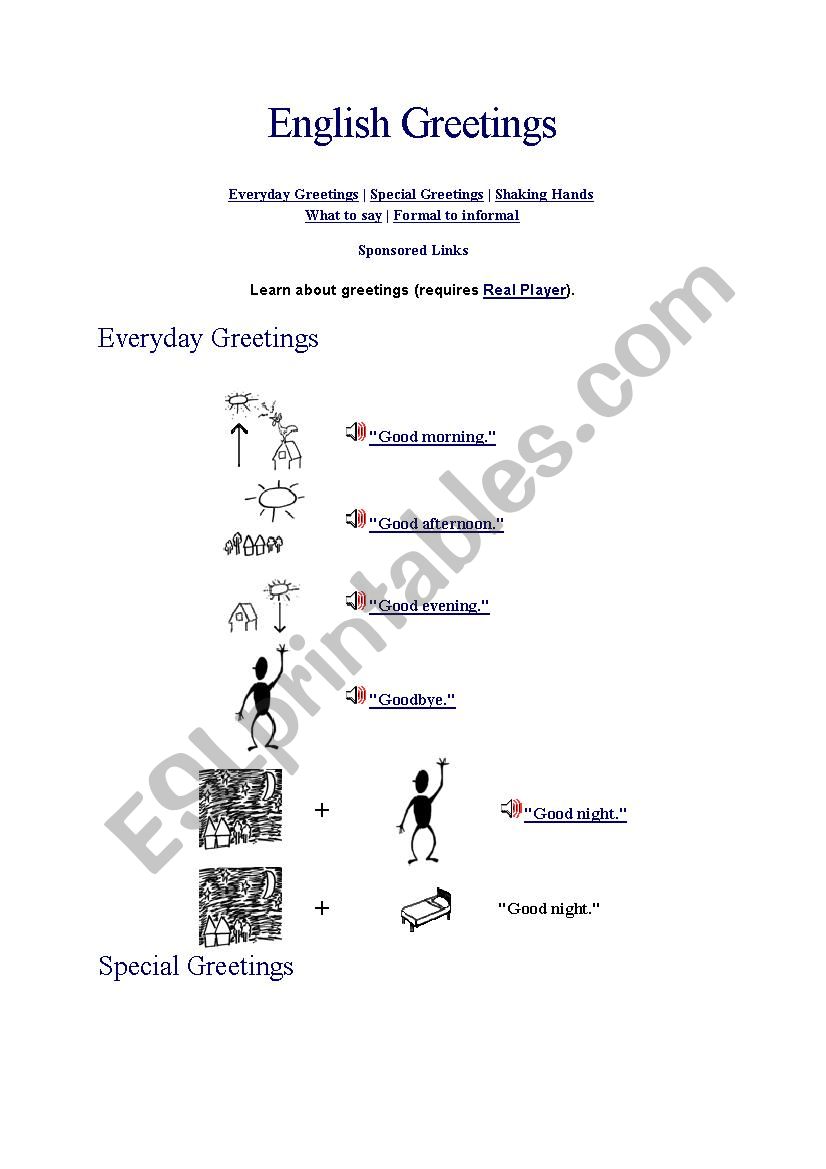 English greeting worksheet