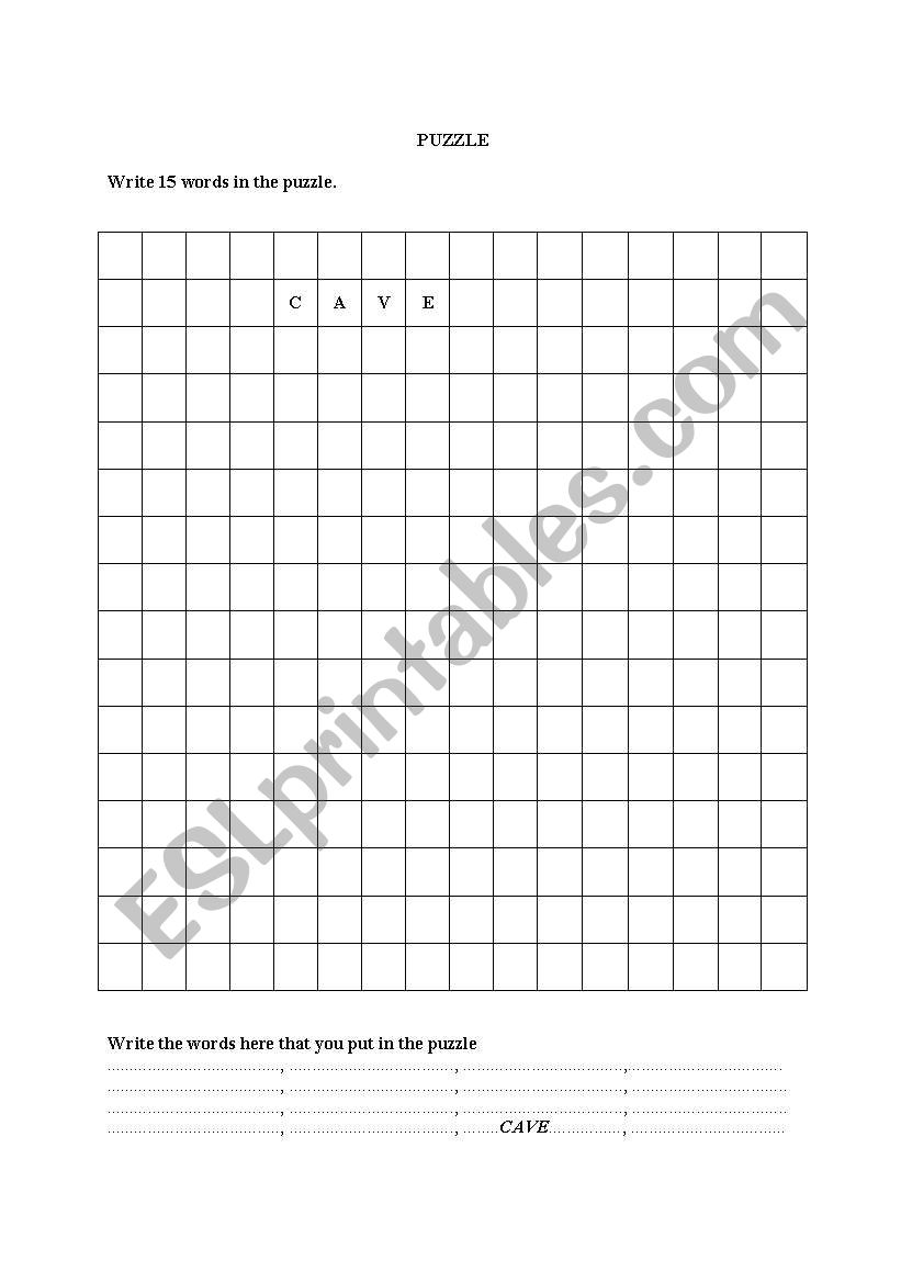 Empty puzzle table worksheet