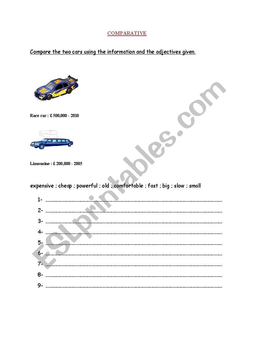 COMPARATIVE worksheet