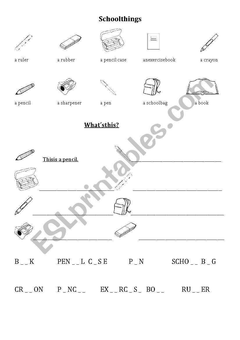 School things worksheet