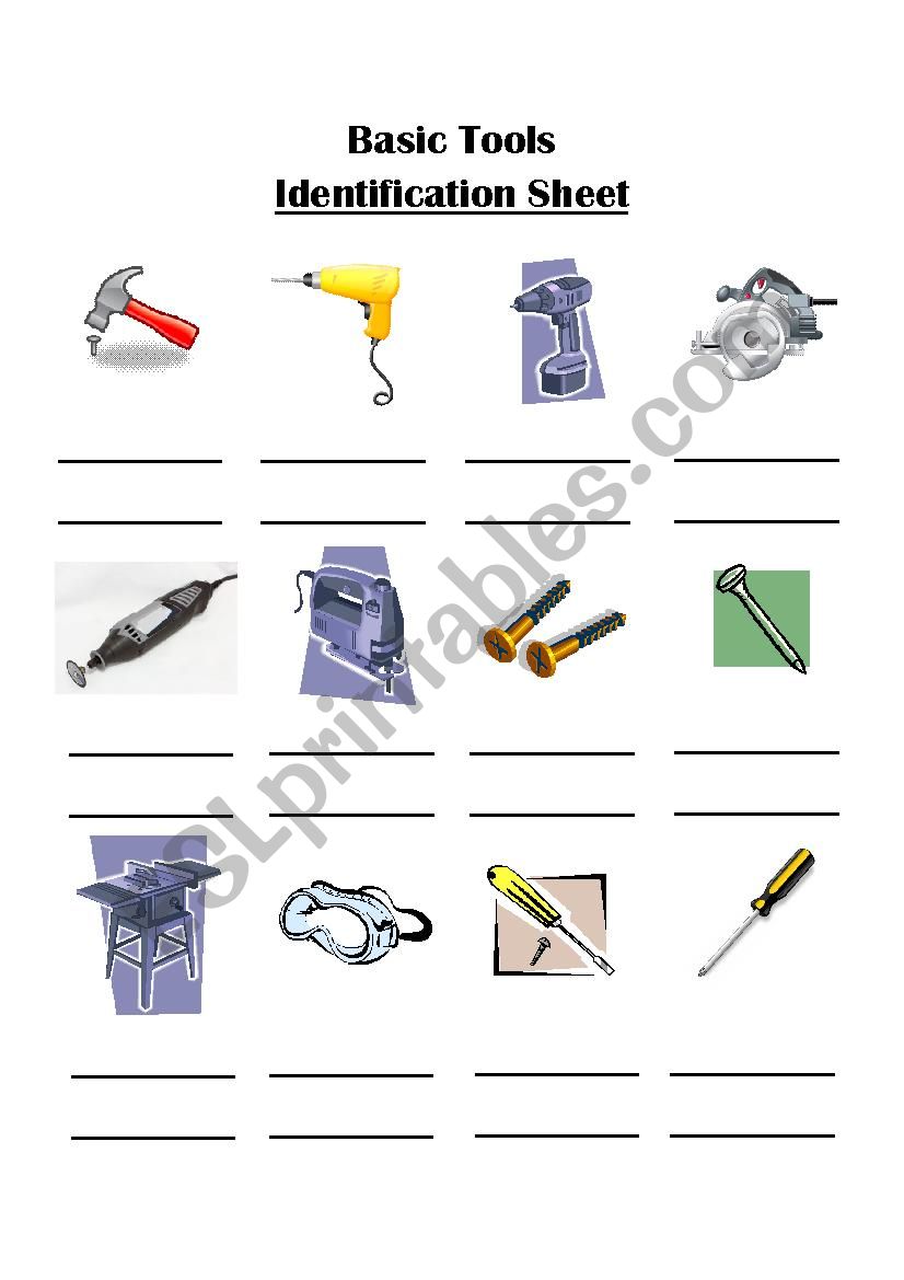 Basic Tools Identification Sheet