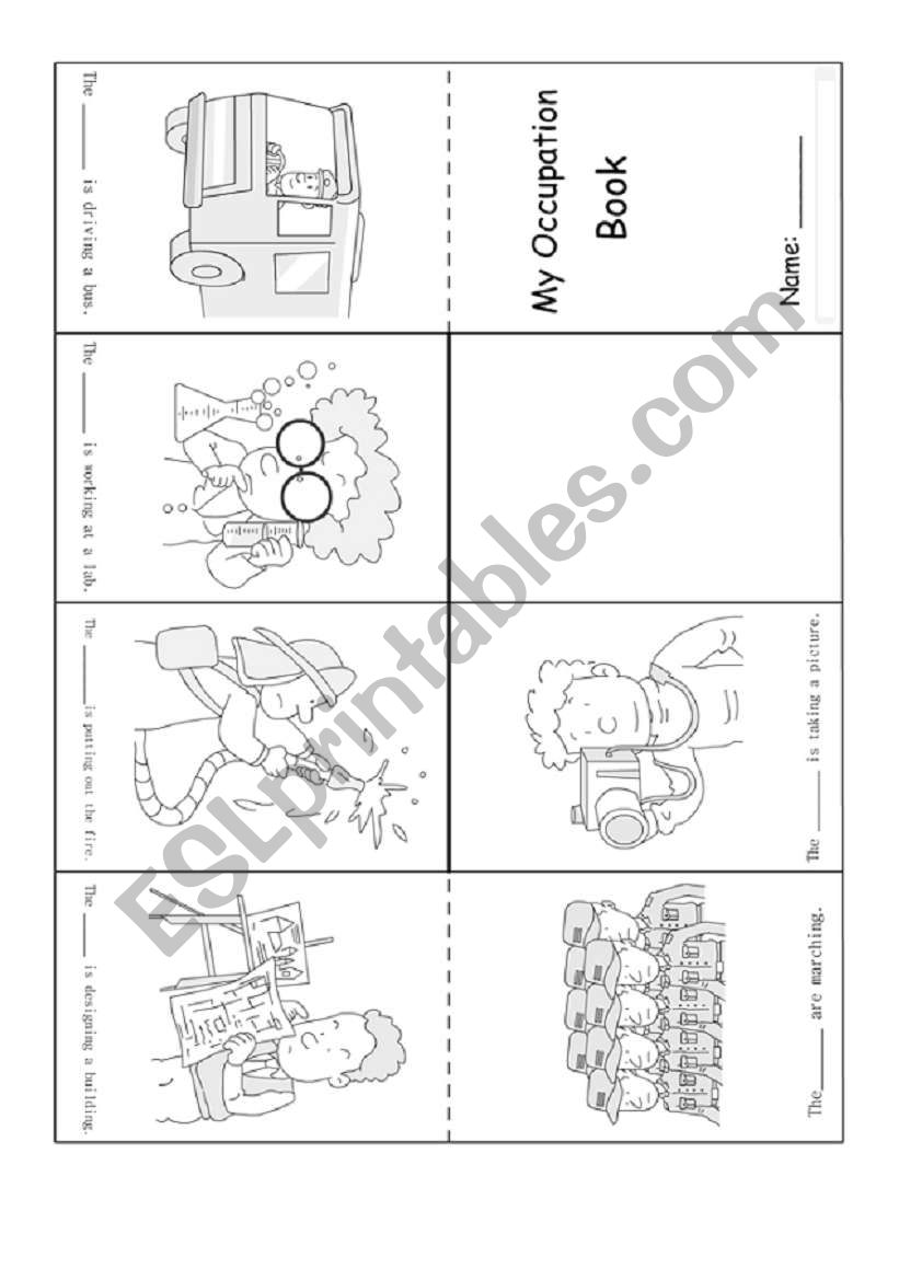 Mini book about jobs worksheet