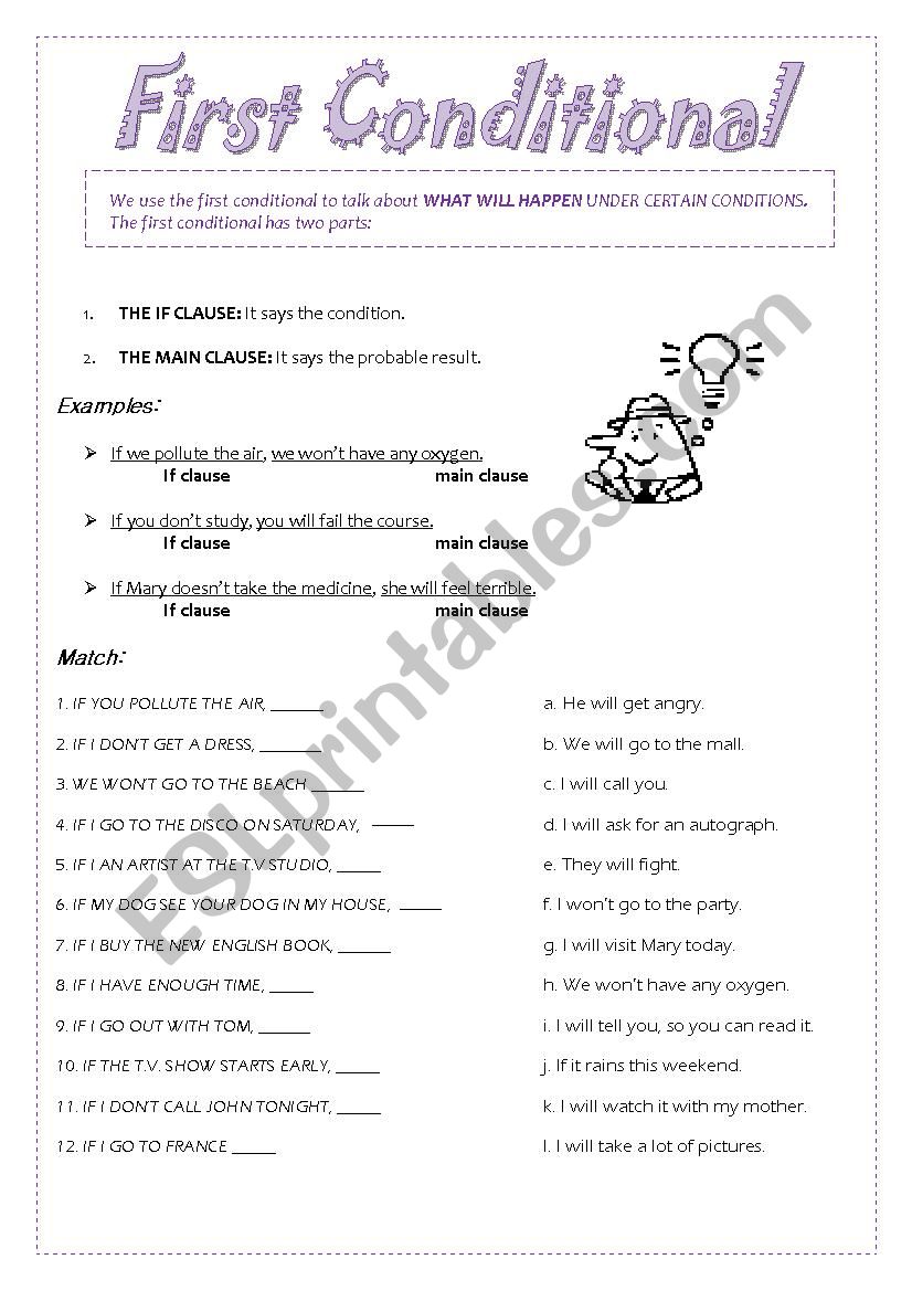 First Conditional Esl Worksheet By Roxya