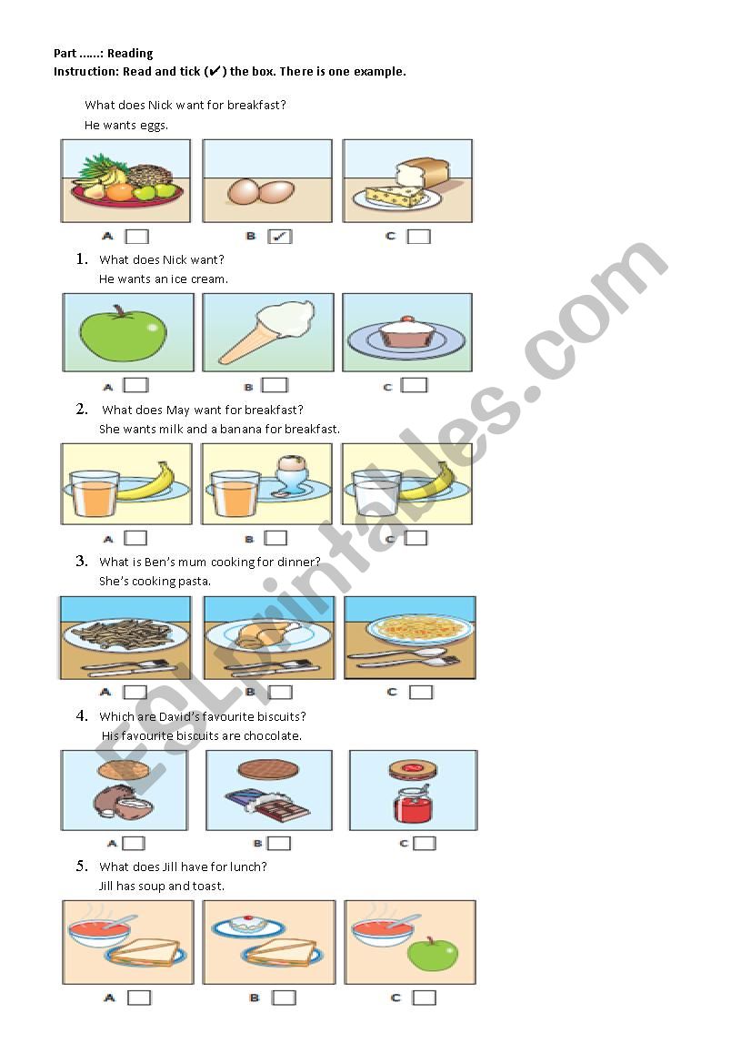 Food worksheet